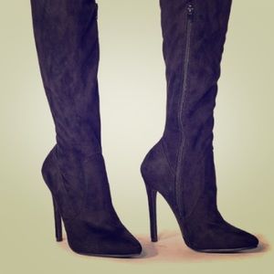 Justfab Over the knee black suede boots